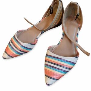 Crown Vintage Multicolor Striped Pointed D'Orsay Flats